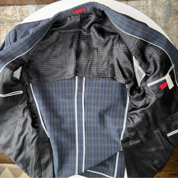 John Varvatos Men’s Seersucker Unstructured Blazer Jacket Size 42R Blue - Picture 4 of 8